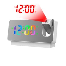 Multifunksjonell projeksjonsvekkerklokke / fargerik LED-klokke Hvit
