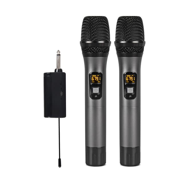 2 trådløse mikrofoner Bluetooth Reverb med Android-portkabel Sort
