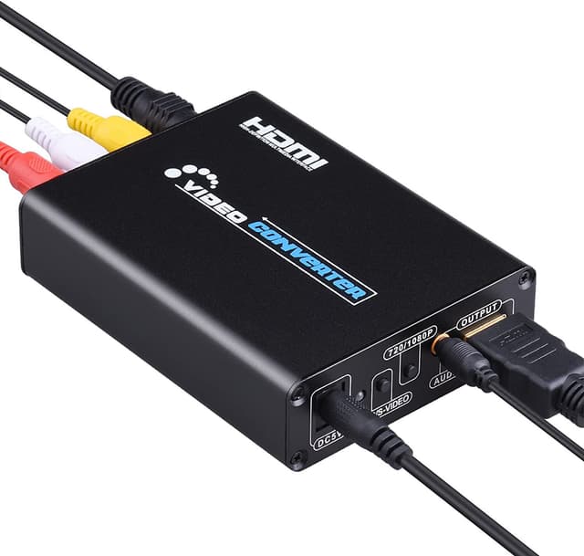 Omformer, AV og S-video til HDMI Sort