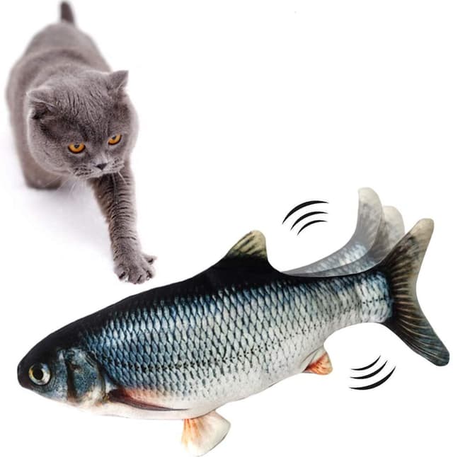 Interaktiv katteleke Splashing Fish, grå