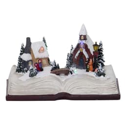 Julepynt BOOKVILLE 21,5x15xH13cm, med LED-lys RGB, taimer 6h, bok