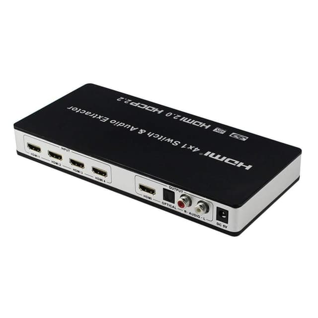 4x1 HDMI Switch och ljuddelare UHD 4K 3D HDMI 2.0 ARC Toslink+RCA