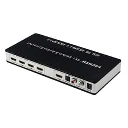 HDMI 4x1 koblingsboks og lyddeler UHD 4K 3D HDMI 2.0 ARC Toslink + RCA
