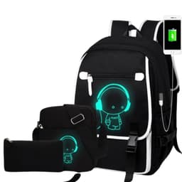 Reseryggsäck stöldskyddsryggsäck med USB-laddningsport ljusmönster M