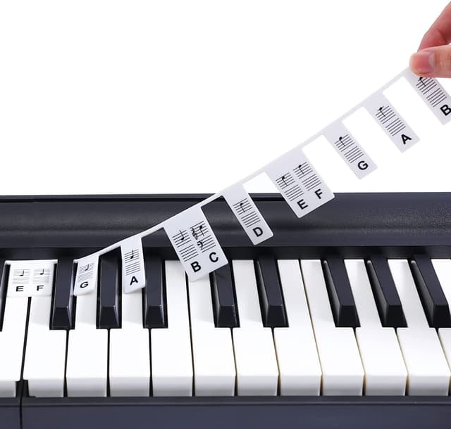 Avtakbare piano- og keyboardetiketter, 88 tangenter Hvit