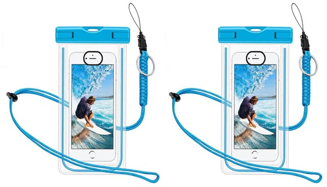 Vanntett mobildeksel for smarttelefon - universal - blå 2-pakning