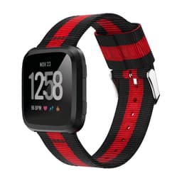 Nylon vevd klokkerem for Fitbit Versa Lite/Versa2 Svart+rød