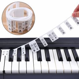 Avtakbare note-etiketter til piano og keyboard, 61 tangenter Hvit