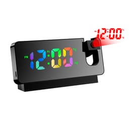 Monitoiminen projektioherätyskello / värikäs LED-kello Musta