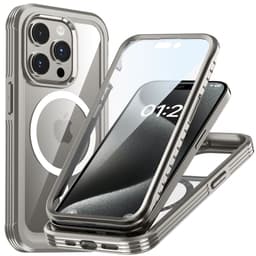 Beskyttelsesveske til iPhone 15 Pro, magnetisk adsorpsjon, anti-sjokk, anti-fall Grå iPhone 15 Pro