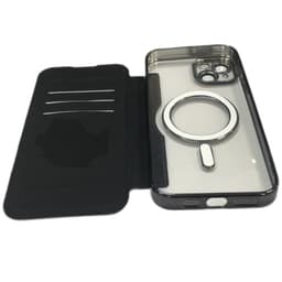 Trådløs magnetisk skinnveske til mobiltelefon. Sort iPhone 15 Plus