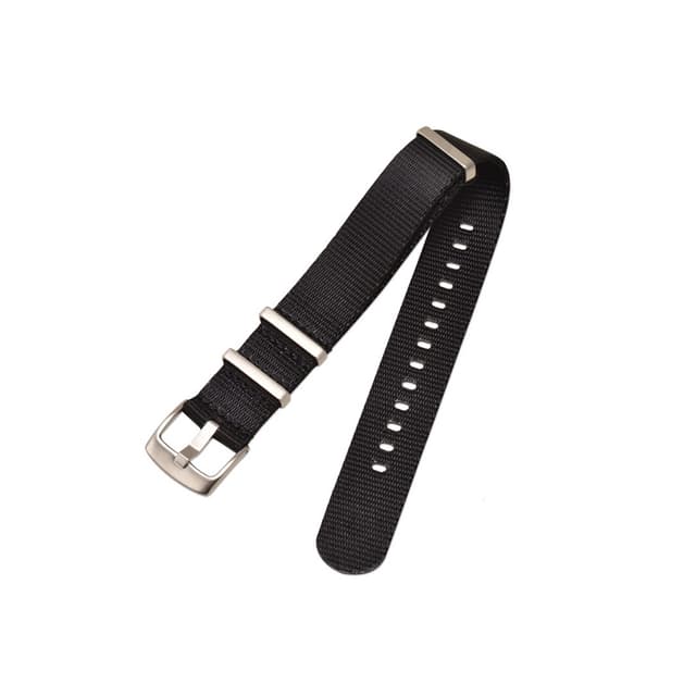 Nylon lerretsrem med pinnespenne i rustfritt stål, egnet for DW-klokker Sort S