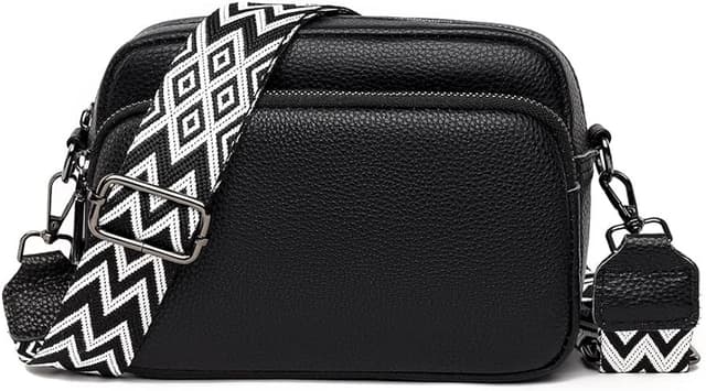 Crossbody-veske, skulderveske av kunstskinn Sort