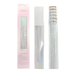Tinsel Hair 6 Pack Clip i Hair Extensions Laser Gold Wire Shiny parykstykker Sølv