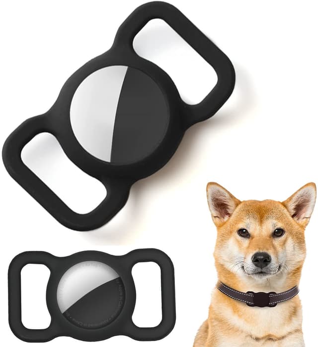 AirTag skal till hundhalsband silikon Svart 2-pack
