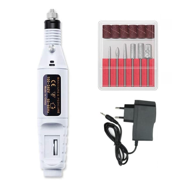 Elektrisk neglefil med 6 bits Hvit