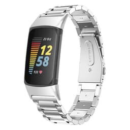 Ruostumattomasta teräksestä valmistettu hihna kiinteällä soljella Fitbit Charge 5:lle ja Charge 6:lle Hopea