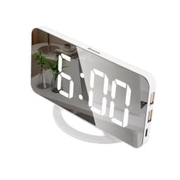 Digital vekkerklokke med speilglass, hvit