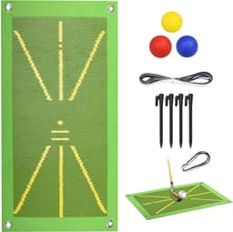 Golfträningsmatta för svingdetektering med spik, boll, karbinhake 25x5