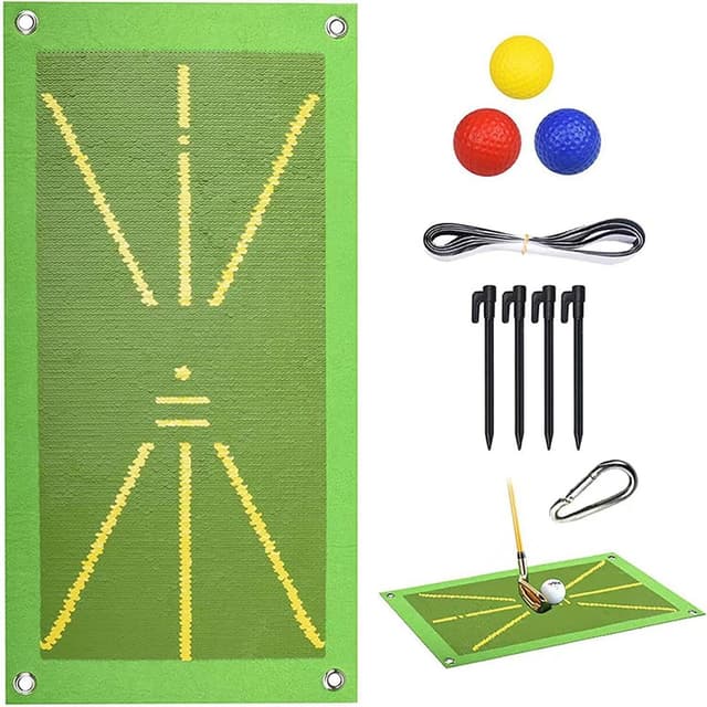 Golftreningsmatte for svingdeteksjon med spiker, ball, karabinkrok 25x50 cm