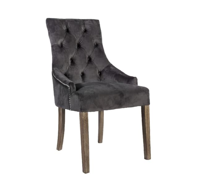 Stol HOLMES VELVET mörkgrå