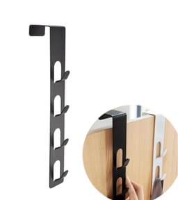 304 Rustfrit Stål No Punching Dør Hanger Dør Coat 4-krog Sort