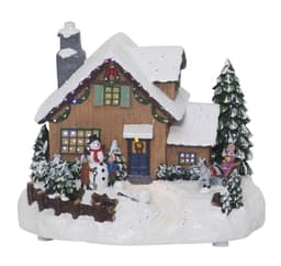 Joulukoristeet WINTERVILLE 23x19xH18cm, LED-valolla RGB, taimer 6h, kylä