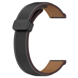 Taitettava aitoa nahkaa oleva kellon ranneke 22 mm Musta