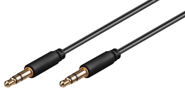 Ljudanslutningskabel AUX, 3,5 mm stereo 3-stift, smal, CU