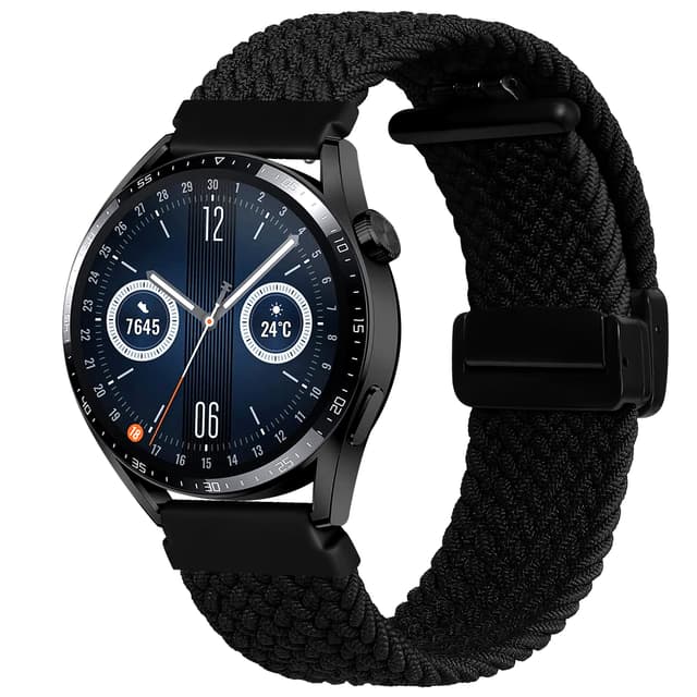 Flätat klockband med magnetstängning för 22 mm smart klocka Svart