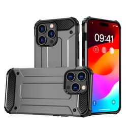 Jernbeklædt dobbeltlags, stødsikkert telefoncover med fire hjørner Grå iPhone 15 Plus