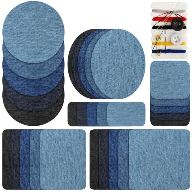 Strykelapper for dongeri 30 stk Denim blå