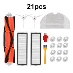 Vakuumerstatningstilbehør sett 21 deler Xiaomi Roborock S50/S51/S52/S53/S54/S55/S5/S5 MAX/S6/S6 PURE/S6MAXV, Xiaowa E2/E3/E4, Xiaomi 1/1S