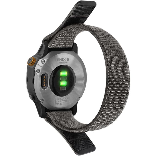 26 mm nailonranneke Garmin Fenix 7X/6X/5X/3/D2 Bravo/Descent MK1:lle Harmaa