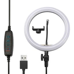 Roterbar selfie på stativ dimbare LED-lys, 25 cm - Svart