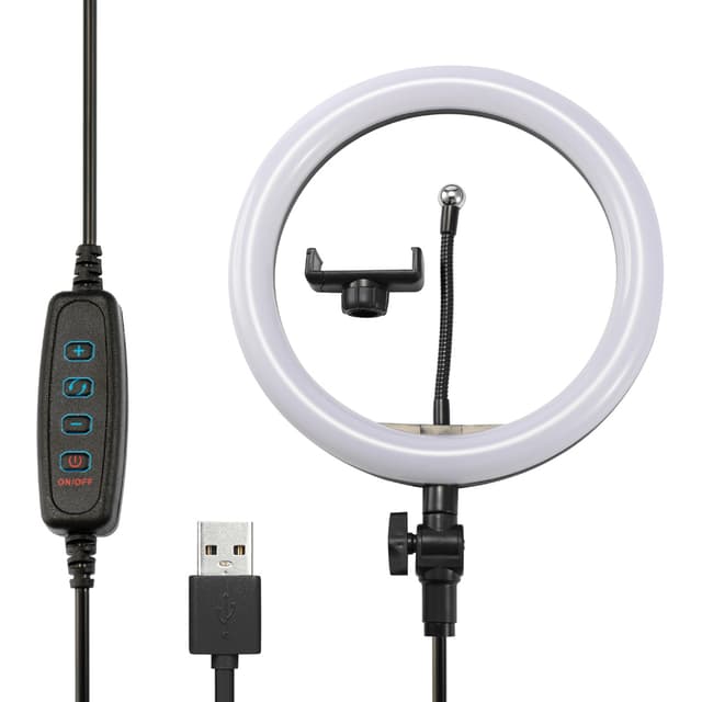 Roterbar selfiering på stativ dimbara LED-lampor, 25 cm