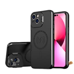 Telefonetui med øjenbeskyttende skydevindue usynlig fastgørelse. Sort iPhone 15 Pro Max