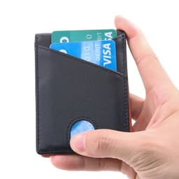 Täysjyväinen nahkainen iso RFID-estolompakko Musta