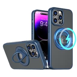 Magnetisk beskyttende telefontaske med usynlig stander til iPhone Blå iPhone 15 Pro