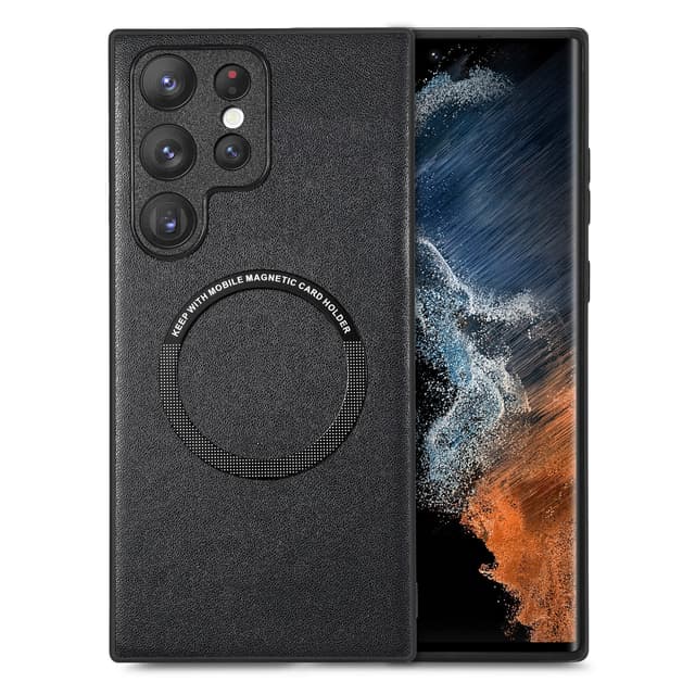 Magnetisk telefonveske i imitert skinn til Samsung Sort Samsung Galaxy S24