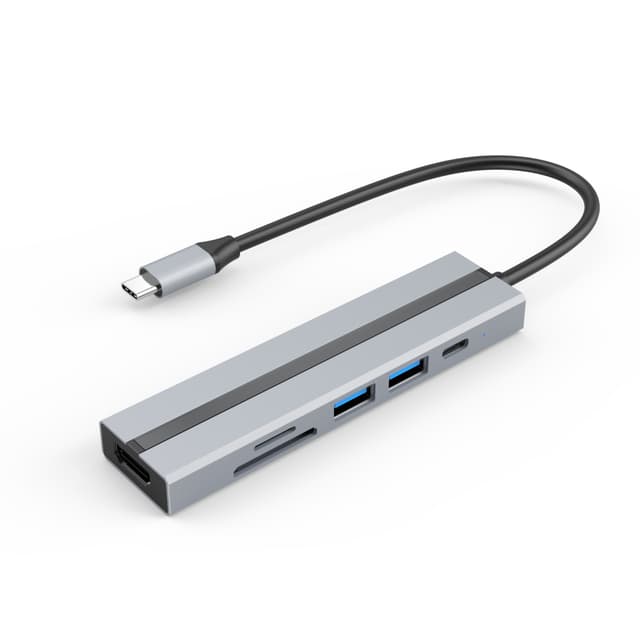 Multifunksjons USB-C-hub med 4K HDMI, USB 3.0/2.0-porter, SD/TF-kortleser