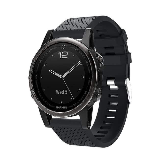 Silikoninen kellohihna Garmin Fenix 5S Plus -puhelimelle Musta