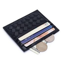Kredittkortholder Slim Lommebok Skinn Minimalistisk Lommebok Sort