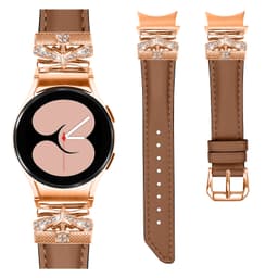 Bling Rhinestone læderrem til Samsung Galaxy Watch 4/5/6 Series Brun