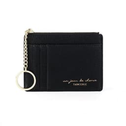 PU lynlås tegnebog mønt pung lynlås nøglering, mini mønt taske Sort