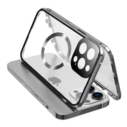 Dobbeltsidig HD-telefondeksel med spenne med linsebeskytter kompatibel med iPhone Sølv iPhone 14 Pro Max