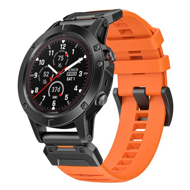 26 mm:n kellohihna Garmin Fenix 3/5/5X/6X/7X:lle Oranssi