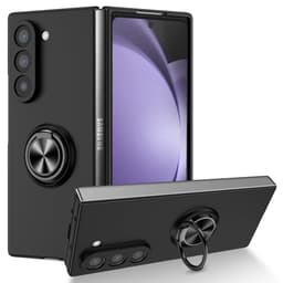 Til Samsung Galaxy Z Fold6 5G Hybrid Deksel med Fingerring & Metallplate - Svart