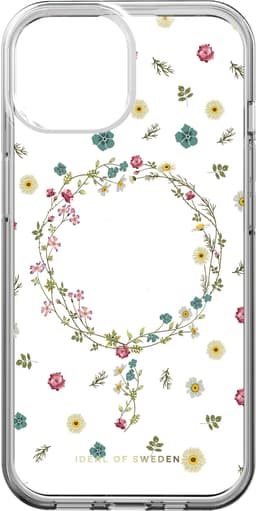 iDeal of Sweden MagSafe Clear etui til iPhone 16e/13/14/15 (blomstret)