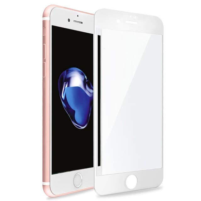 Skjermbeskyttelse iPhone 8 Plus herdet glass / 3D heldekkende - hvit
